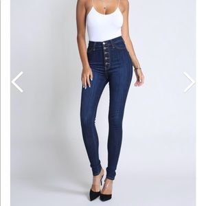 Hot Miami style high waisted button jean w/ zipper